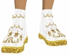 gold and white shoes