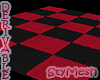 Checkered Fur Rug Red