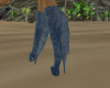 cow boots fringed denim