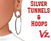 Ear Tunnel & Hoop Silver