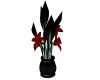 Red Lilies Dark Vase
