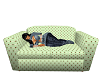 green & brown nap couch