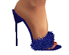 Blue fur high heels