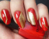Gold+Red Nails