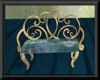 Teal/gold scroll bench