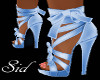 Blue Silk High Heels