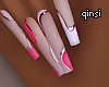 q! matt pink nails