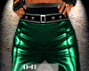 Green leather pants
