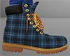 Teal Work Boots Plaid M
