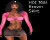 Hot Teal Brown Skirt
