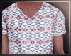 ! White Pattern V Neck !