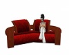 red/wood couch w/poses