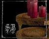 sb rose candles on table