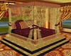 CANOPY BED GLD BURGUNDY