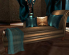 Gold Teal Chaise