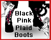 Black Pink Plaid Boots