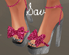 Fuchia/Gray Bow Heels