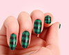 Green Checkered Nails