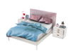 BED WITH BEDSIDE TABLES