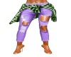 Lilac jeans,green top