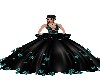 teal and black gown