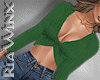 Green Fluffy Crop Top