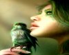 *K* Girl and bird Green