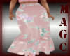 Pink flowers ruffle skir