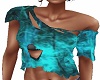 ripped up teal crop top