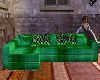 green posing sofa