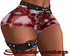 Belted Skull Shorts -Red