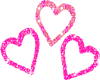 3 pink hearts
