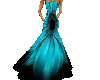 teal and black gown