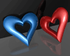 Blue and Red 3D Hearts