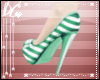 G|Green Stripe Heels