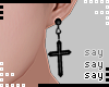 [S] Black Cross Earrings