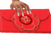 ♀Flower red&gold purse
