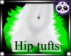 green white hip tufts