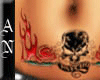 Skull Rose Belly Tattoo