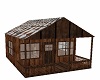 wooden house snow roof