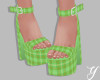 Y| Green Plaid Heels