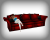 maroon couch with poses