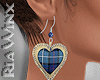 Blue Plaid Heart Earring