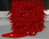 Red long fur boot