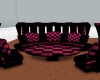 pink checkered couch