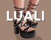 L. black strappy heels