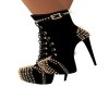 BLACK/ GOLD SPIKE BOOTS