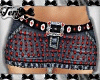 Red Beaded Jean Skirt