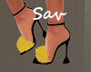 Yellow/Blk Feather Heels