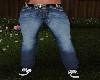 blue jeans/skull belt